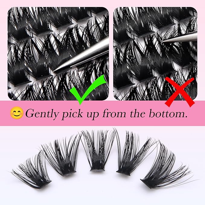 DIY Eyelash Extensions False Eyelashes Lash Clusters Volume Lashes Thick Fluff 9-16mm Individual 240pcs Cluster Voluminous Black D Curly Wispy Fake Mink for Dramatic Look Natural (80D)
