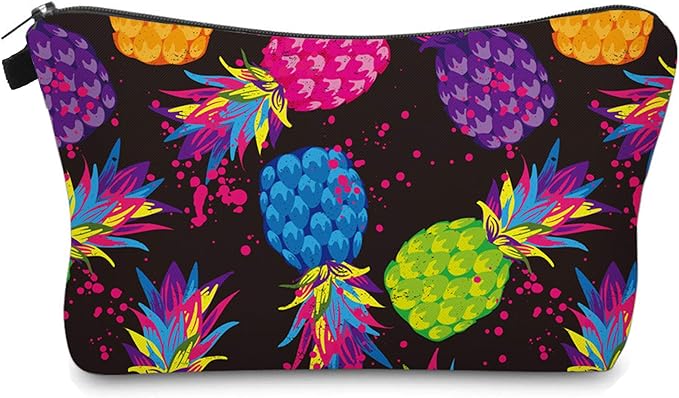 Aiphamy Cute Travel Makeup Bag Cosmetic Bag Small Pouch Gift for Women (Pineapple Colorful)