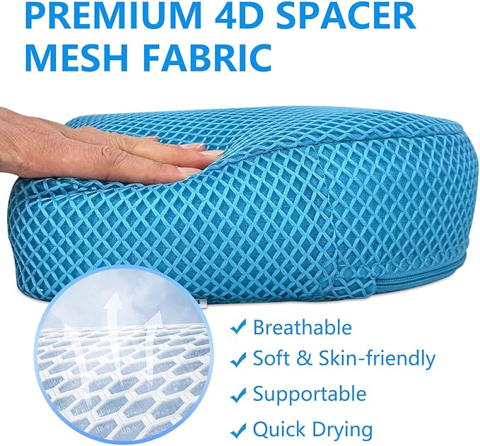 REEZEIVI Hot Tub Booster Seat for Adults,5 Inch Thick SPA Cushion,Weighted Hot Tub Cushion with Non-Slip Bottom,Quick Dry Spa seat,Washable 3D Mesh,Inflatable Hot Tub,Pool, Bathtub (Bue)