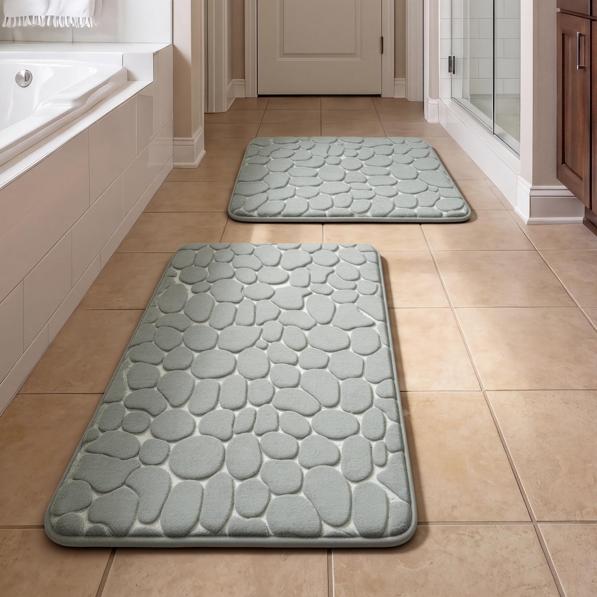 YIHOUSE Bathroom Rugs Mat Set, Memory Foam Bath Mat 5 Piece Dark Grey