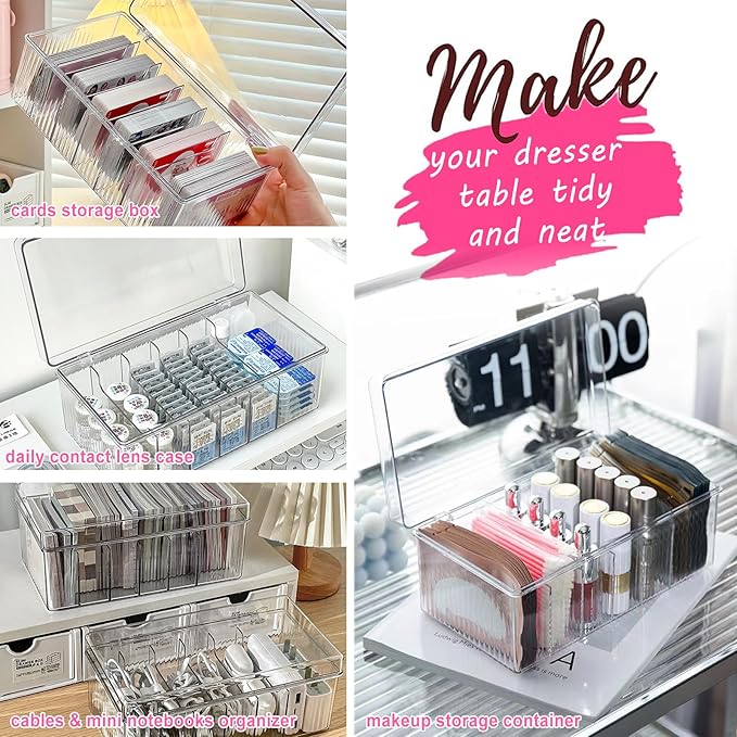 Lash Extension Organizer and Storage, Lash Cart Organizer for Lash Techs, Eyelash Extension Supplies Organizer Storage Box, Acrylic Lashes Supplies Container, Eyelash Beauty Organizer with Lid Clear