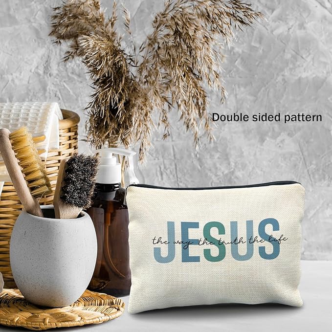 Likjad Christian Makeup Bag - Jesus Cosmetic Bag, Christian Gifts for Women & Girls, Inspirational Gifts, Bible Verse Bag