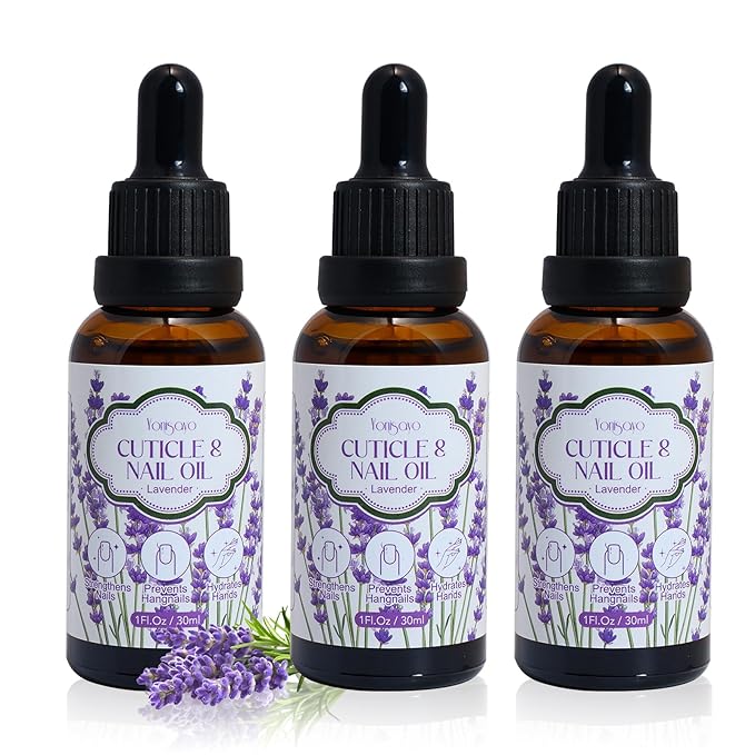 yonisayo 3 Pack Lavender Cuticle Oil, Nail & Hand Moisturizer for Dry Cuticles & Stronger Nails