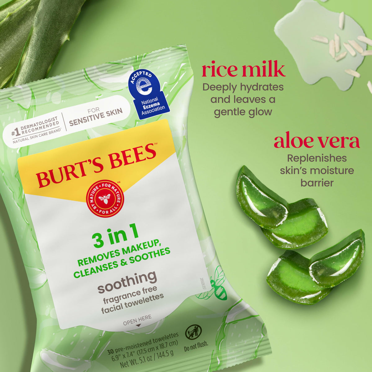 Burt's Bees Soothing Fragrance Free Facial Towelettes, 30 ct.,