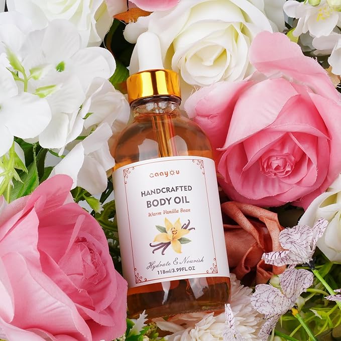 Gaayou Warm Vanilla Bean Body Oil - Vanilla Body Oil Deep Moisturizing Vanilla Perfume Oil Coconut Cream Pie Body Oils for All Skin Types After Shower