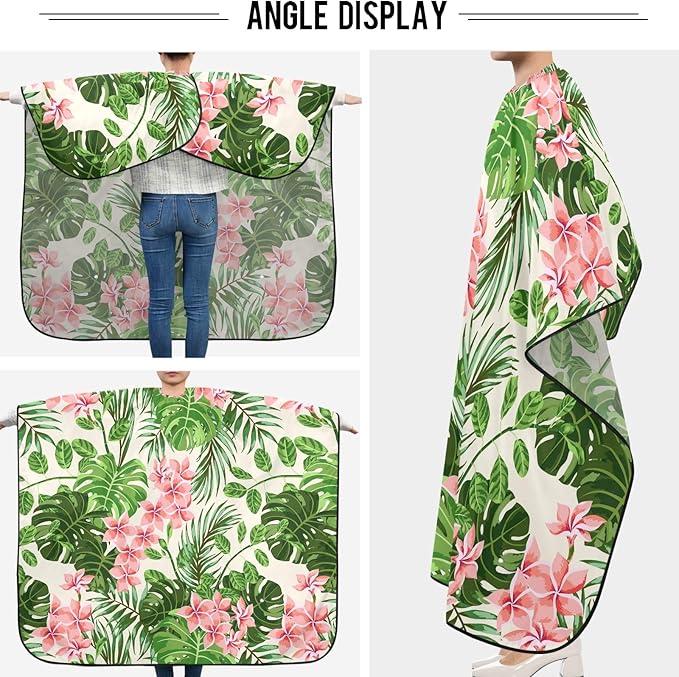 Visesunny Barber Cape - Tropical Hibiscus Floral Polyester Hair Cutting Salon Apron Anti-Static Haircut Water-Resistant Shaving Cloth Beard Shaving Bib Hairdressing Cape