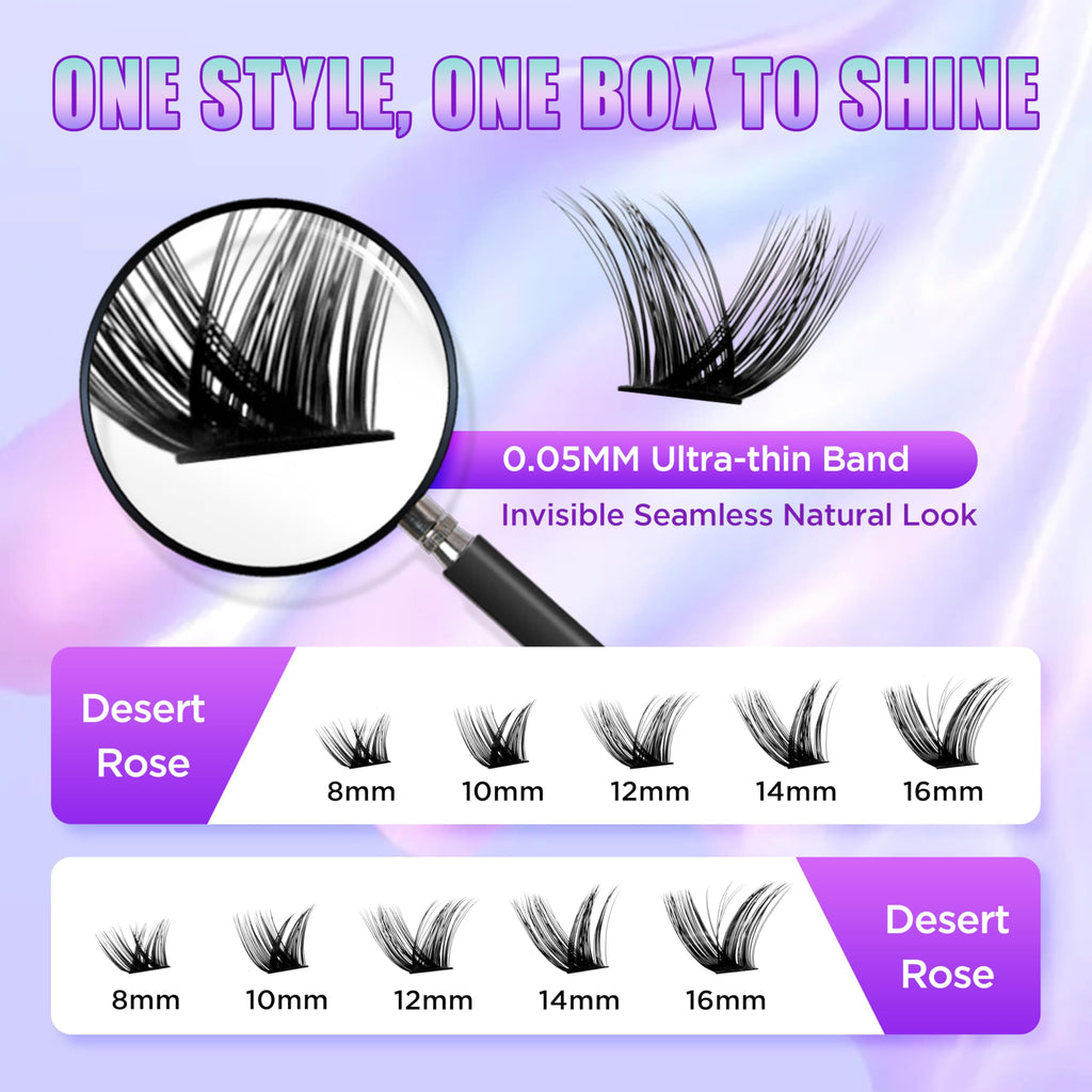 Elitefe Lash Extension Kit DIY Lash Clusters Kit Eyelash Extensions Individual Lashes Extensions with (BondSeal,Tweezers,Remover,168PcsDesert Rose,8-16)
