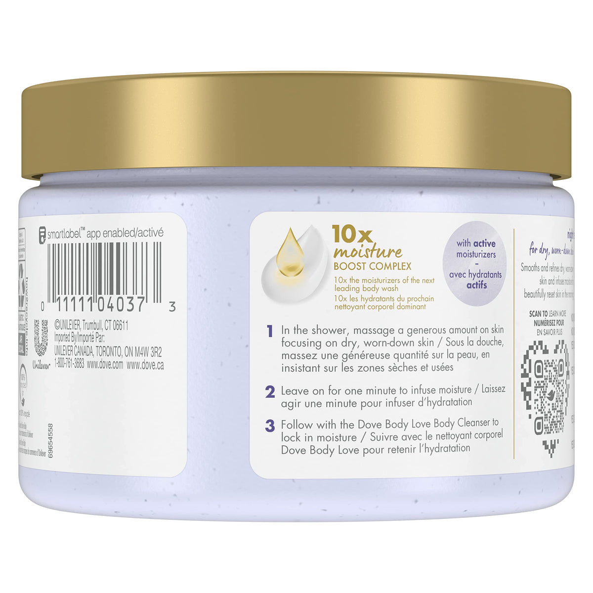 Dove Body Love Body Polish Night Recovery 3 Count for Dry, Worn-Down Skin, Body Scrub with Retinol and Botanical Oils for Silky, Smooth Skin 12 oz