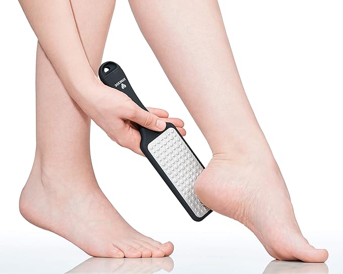 DYNESSE Foot File. Best Premium Pedicure Foot Rasp and Callus Remover. 3-in-1 Tool. Removes Hard Skin. No Risk of Injury. Stainless Steel. Ergonomic Handle. Washable. Works on Both Wet and Dry Feet.