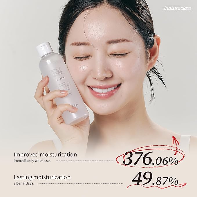 NATURECLASS R4 Hydrating Rice Toner – Glass Skin, Toner for Face, Deep Moisturizing, Rice Water, Hyaluronic Acid, Squalane, Korean Skin Care, Fragrance Free, Sensitive Skin, 6.76 fl oz