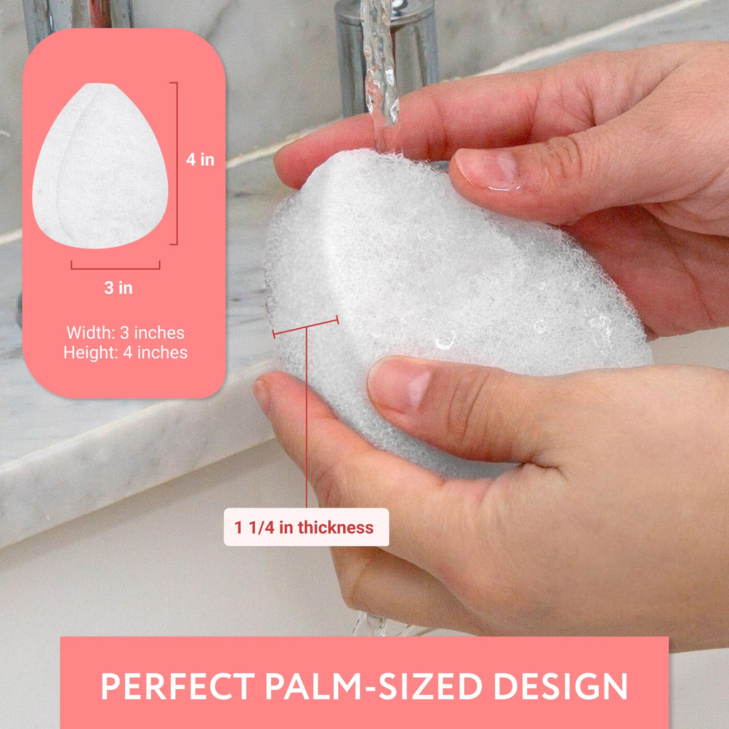 IMPRESA Facial Sponge - Daily Deep Cleansing Face Scrubber - Gentle Exfoliating Pads for Dead Skin Removal - Reusable Face Scrub Pads for Normal to Oily Skin (White, Thick)