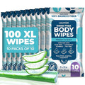 Body Wipes For Adults Bathing No Rinse - 100XL Thick Shower Wipes For Adults No Rinse, 10 Packs of 10 Adult Wipes for Men, Women, Personal Cleansing, Daily Hygiene, Bedridden & Elderly Care, Travel