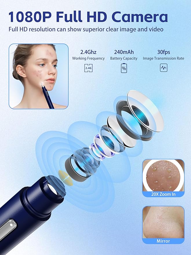 Visual Blackhead Remover with Camera 20X Extractor Kit for iPhone/Android