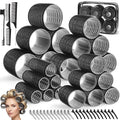 Obeoby 4 Sizes Hair Rollers for Women, Hair Curlers with Clips Comb Curlers for Long Short Curly Hair and Bangs (25, 36, 48, 60mm), Black