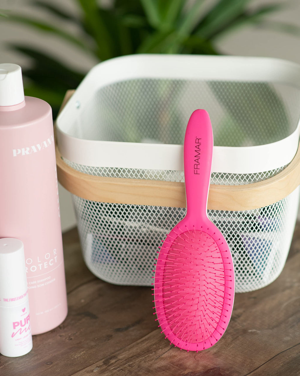 Framar Detangling Brush for Curly Hair – Hair Brushes for Women, Wet Hairbrush For Women, Hairbrushes, Pink Hair Brush Detangler, Reduces Breakage, Frizz and Static – Pink Brush