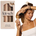 Kitsch Velvet Jumbo Flexi Rods, Heatless Curling Rods - No Heat Curls Overnight, Comfortable Hair Curlers to Sleep In for Frizz-Free and No Heat Damage Styling - 4pcs, Eucalyptus
