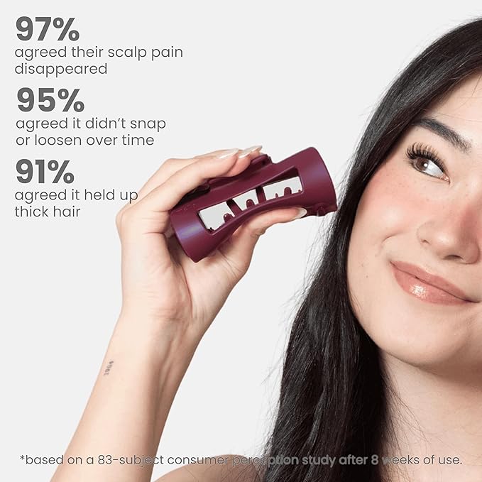 Mello Medium Hair Clip - Flexible Comfort Hair Claw for Women, Strong Hold for Thick & Thin Hair Styling, Durable Material, Matte Non-Slip Finish, Made in Korea, Patent Pending (Burgundy, Medium)