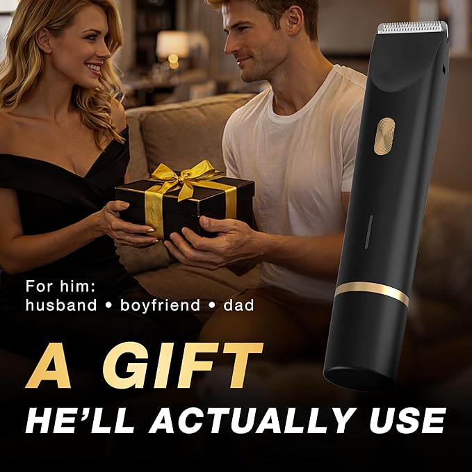 Fanovae Bikini Trimmer for Women, 2 in1 Electric Razor for Pubic Hair, Bikini Line and Body, Dual-Ended Shaver, USB-C Rechargeable, IP67, Designed for Sensitive Areas (Black Gold)