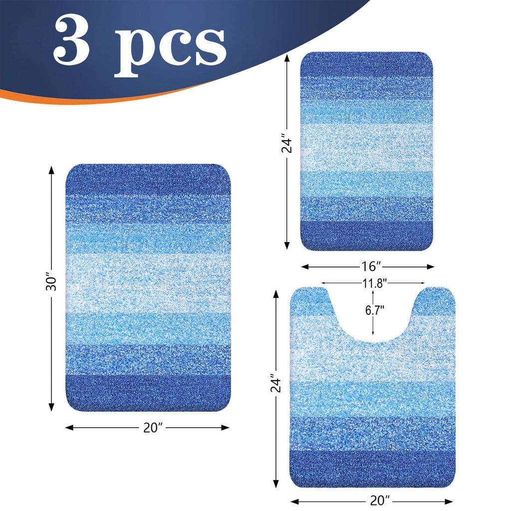 OLANLY Microfiber Bathroom Rugs Sets 3 Piece, 30"x20"+24"x16"+24"x20"