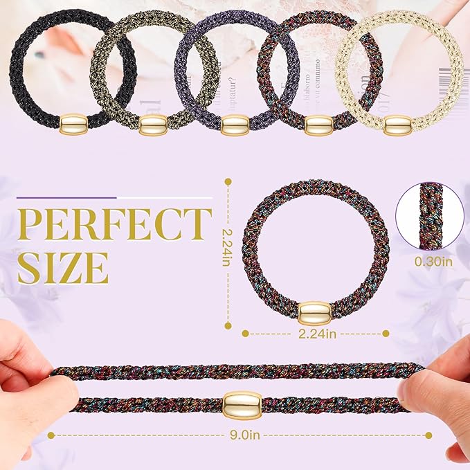 Hair Ties No Damage - 20PCS Ponytail Holders - Elastic Hair Ties for Thick Hair - Braided Hair Bands for Women Girls's Hair - Bright Star