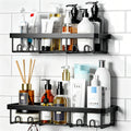 Moforoco Shower Caddy Shelf Organizer Rack, Self Adhesive Black Bathroom Shelves Basket, Home Farmhouse Wall Inside Organization and Storage Decor Rv Accessories, First Camper Apartment Essentials