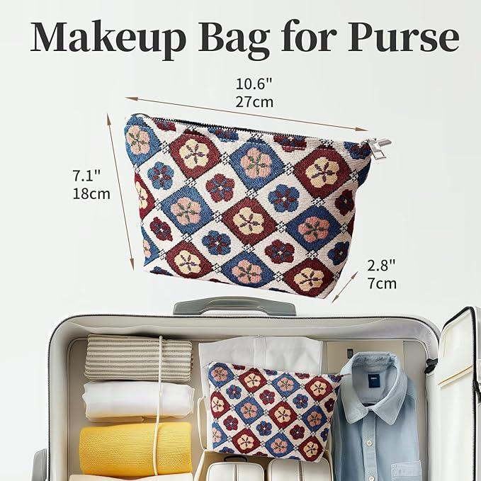 itgowisa Floral Makeup Bag for Women, Travel Makeup Pouch Purse Organizer