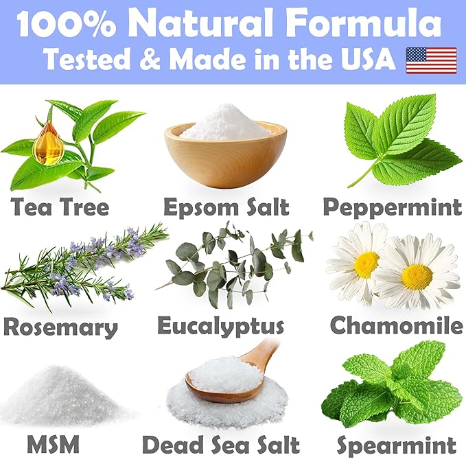 Tea Tree Oil Foot Soak with Epsom Salt: For Itchy Feet, Pedicure, Smelly Odor, Therapy, Softens Calluses, 16 oz