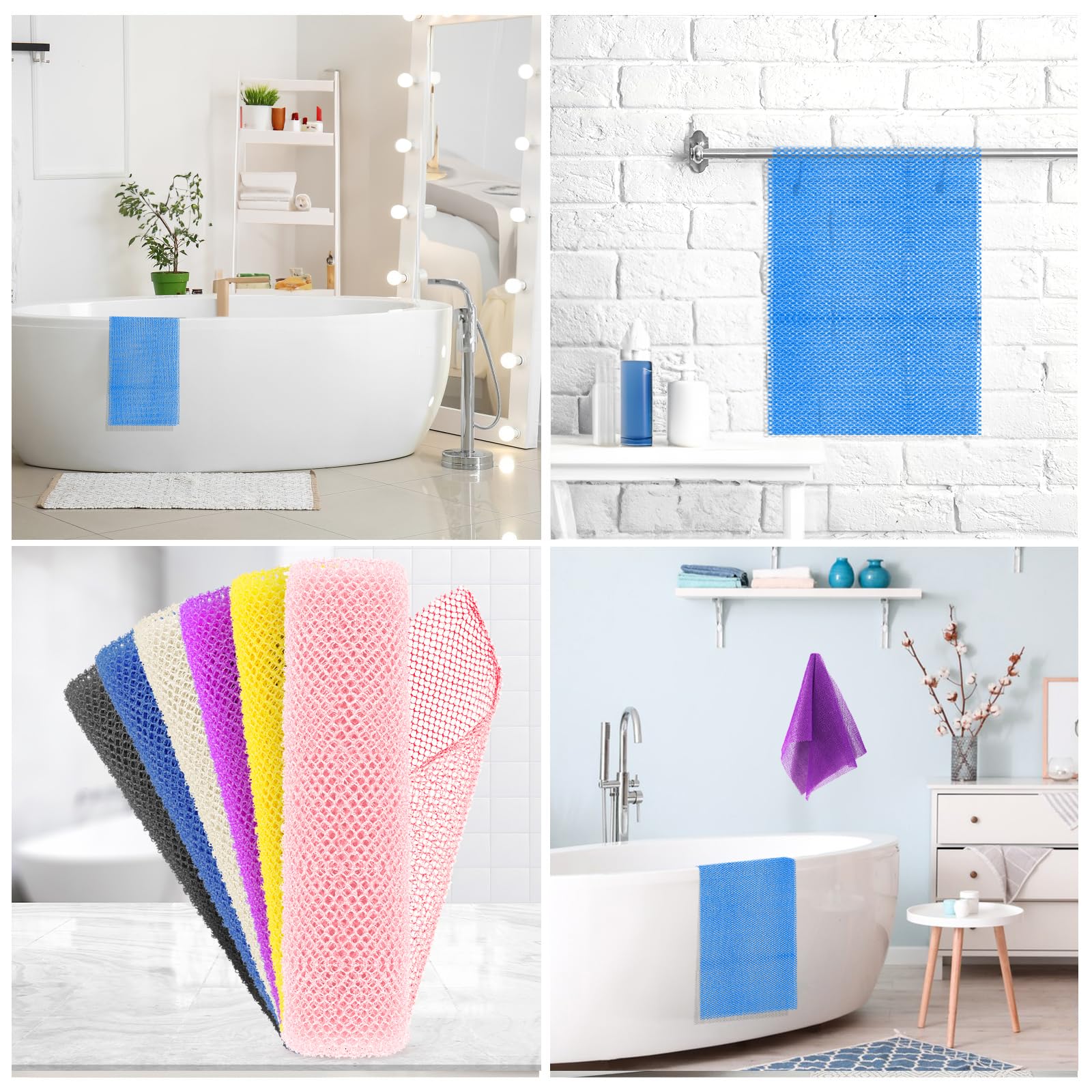 6 Pieces African Bath Sponge African Net Long Net Bath Sponge Transform Your Shower Routine with African Bath Sponges for Exfoliated, Silky Smooth Skin (Pink, Yellow, Purple, Blue, Black, Off-White)