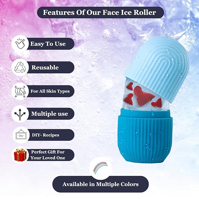 Face Ice Roller for Skin Care – Puffiness & Redness Relief, Migraine & Eye Bag Treatment, Cooling Facial Massager for Toning & Tightening, Reusable Ice Roller for Women & Men(Green)