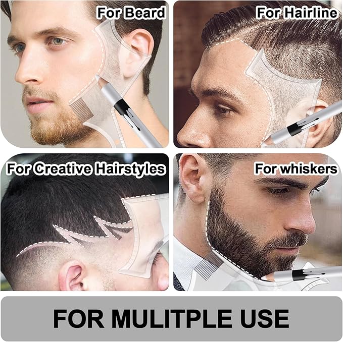 Ponhey 12Pcs Barber Pencil with 2 Sharpener 1 Sharpener Ruler Brush, White Magic Hairline Pencils for Lineup Beard Shaping Beard Guide Pen Barber Chalk for Beards Hair Makeup Design for Men