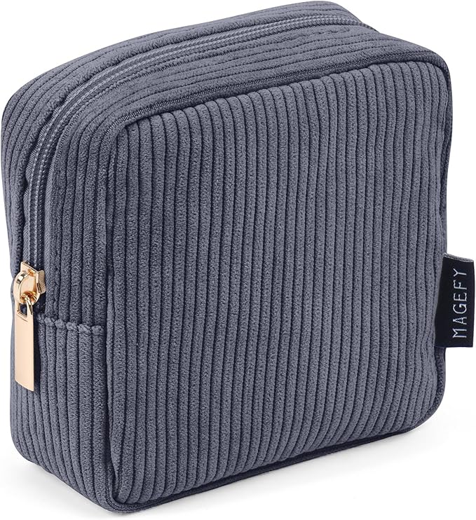 MAGEFY Small Makeup Bag Mini Make up Pouch Cute Cosmetic Bag for Women Travel Purse Essentials Bags with Slip-in Pockets (DeepGrey)