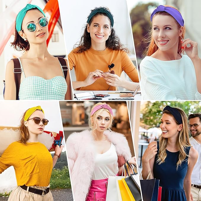 DiyJibb Headbands for Women Girls - 6PCS Stylish Top Knotted Headbands - Knotted Headband for Women - Head Bands Wide Hairband Hair Accessories