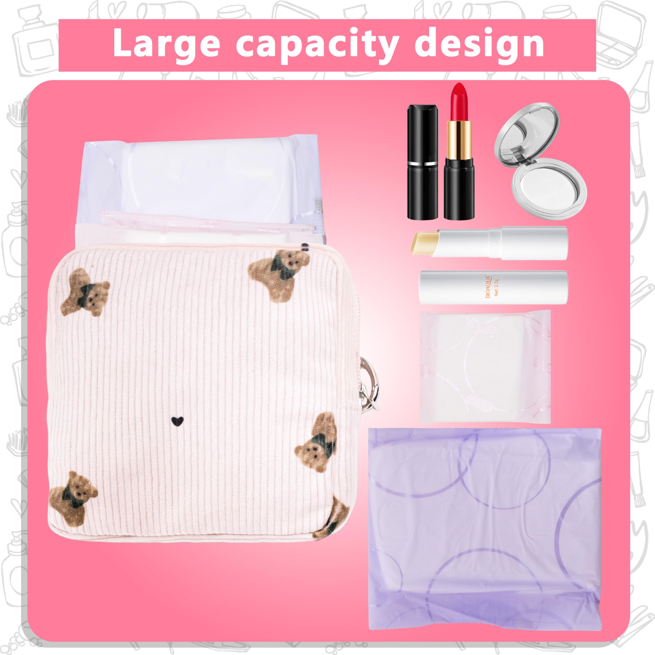 CasaRovela Period Bag for Girls, Corduroy Sanitary Napkin Storage Bag