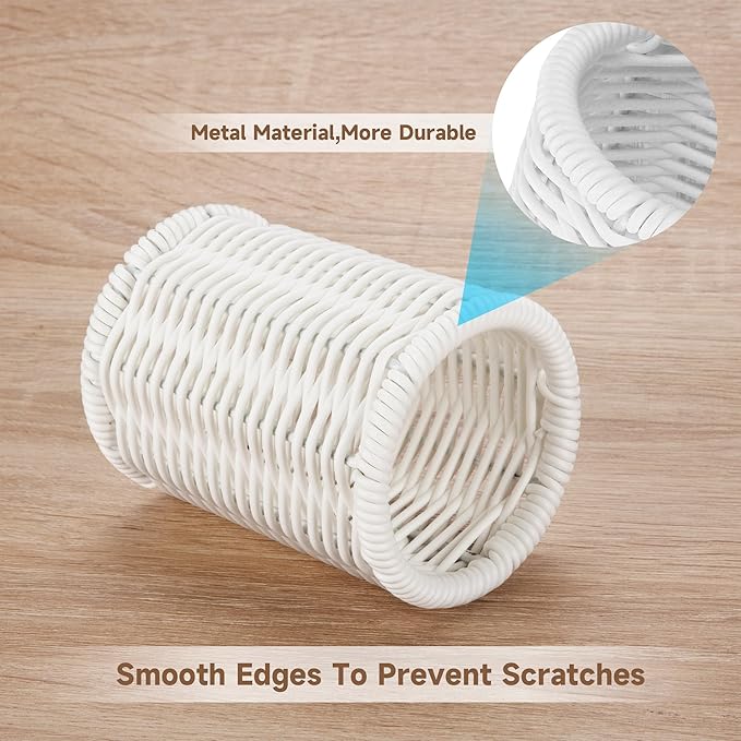 Dealpoli Rattan Jars, Cotton Pad Floss Jar Bathroom Vanity Desk Storage