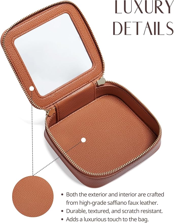 Popvibe Clear Makeup Case Toiletry Bag Travel Medium Clear Cosmetic Bag with Zipper, Make Up Bag Organizer Traveling TSA Approved Transparent Bag Car for Essentials, Mini & Medium, Brown