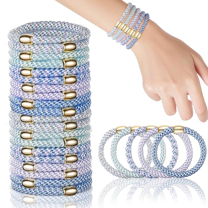 Hair Ties No Damage - 20PCS Ponytail Holders - Elastic Hair Ties for Thick Hair - Braided Hair Bands for Women Girls's Hair - Blue Sky
