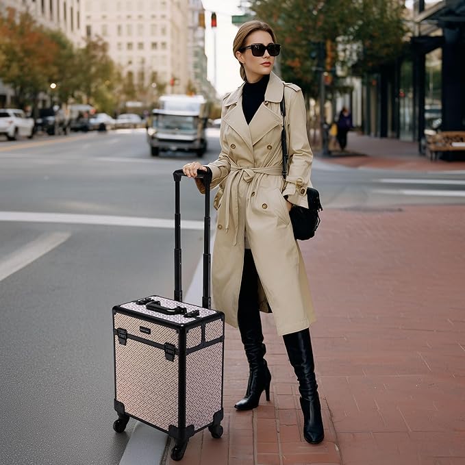 BYOOTIQUE 3-Piece Rolling Makeup Train Case on Wheels Travel Makeup Artist