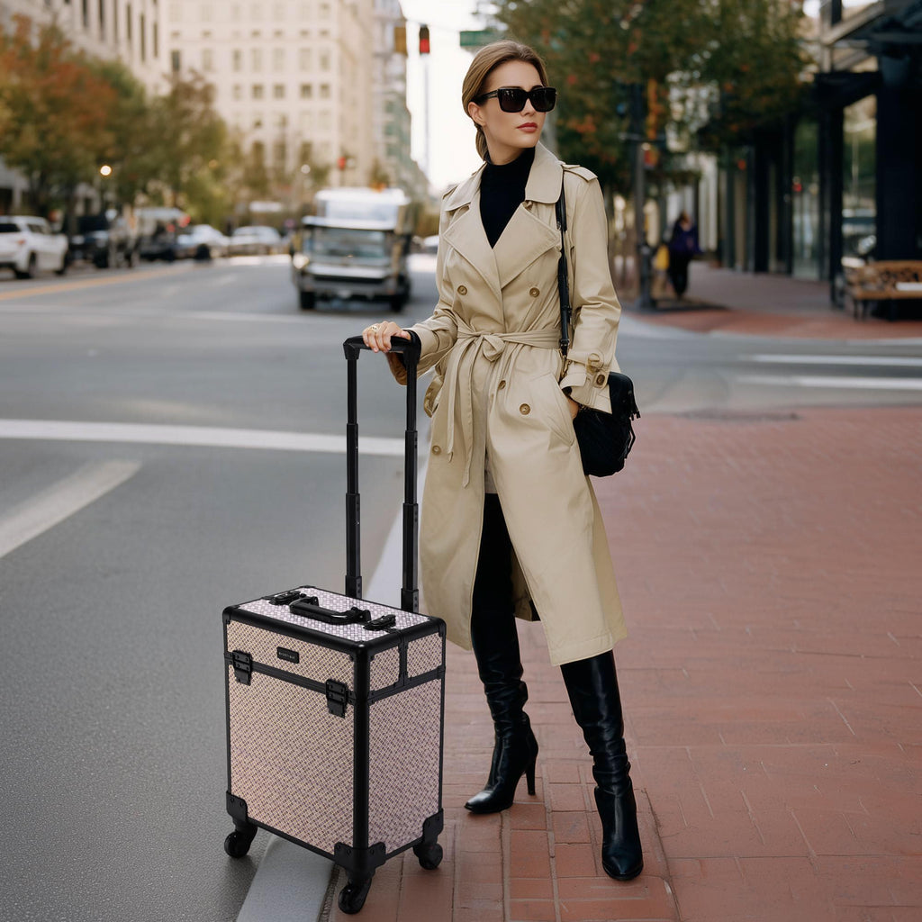 BYOOTIQUE 3-Piece Rolling Makeup Train Case on Wheels Travel Makeup Artist