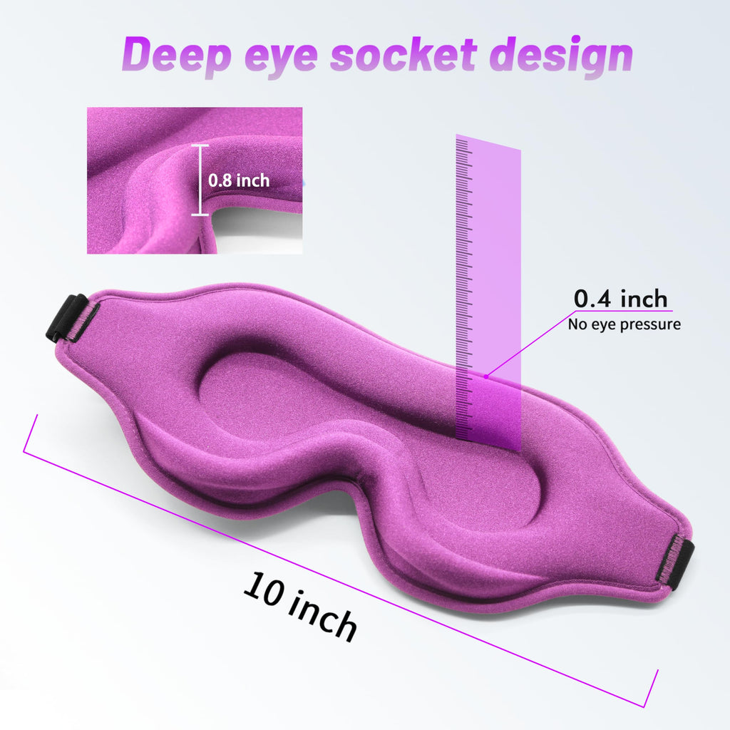 Sleep Eye Mask for Men Women, Lash Extensions 3D Sleeping Mask, Travel Blackout Night Blindfold Eye Shade Cover with Adjustable Strap (Purple)