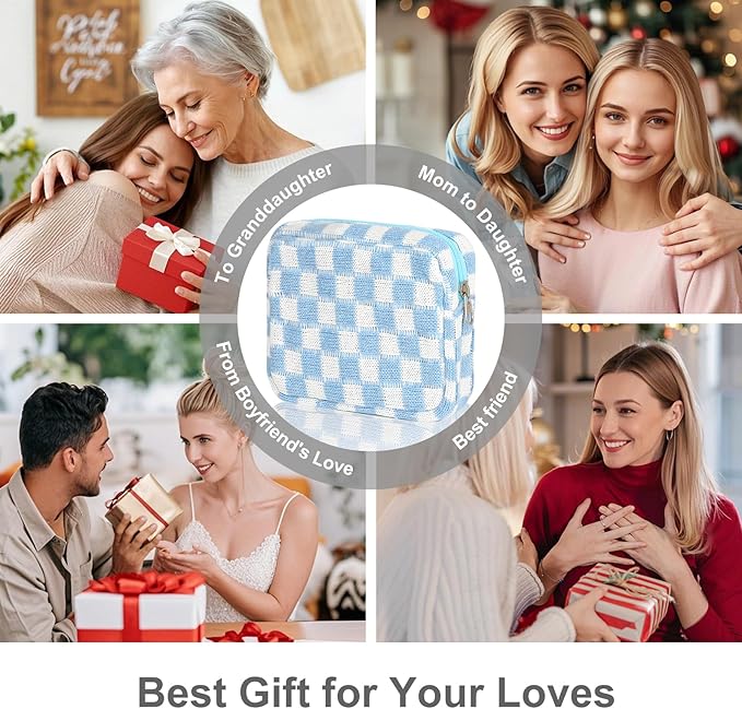 CekPo Sanitary Napkin Storage Bag, Menstrual Pad Zipper Bag Checkered Portable Period Bag Panty Liners, Tampon Storage Pouch for Women Ladies Daily Use Storage Purse Travel