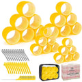 4 Sizes Self-Grip Hair Rollers Set with Clips - 4 Sizes for Long, Short Hair & Bangs (25mm, 36mm, 48mm, 60mm), (Yellow, 4 Sizes)