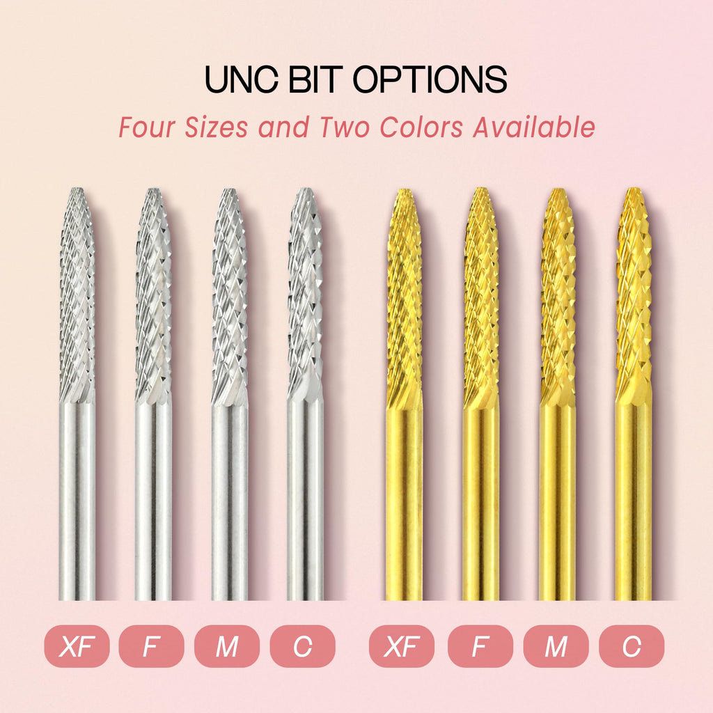 PANA 3/32" Carbide Cuticle Nail Drill Bit for Cuticle Cleaning, Dead Skin Removal, Gel Polish & Acrylic Removal, Under Nail Cleaner, Nail Salon, Manicure Tools (UNC - Gold, Coarse)