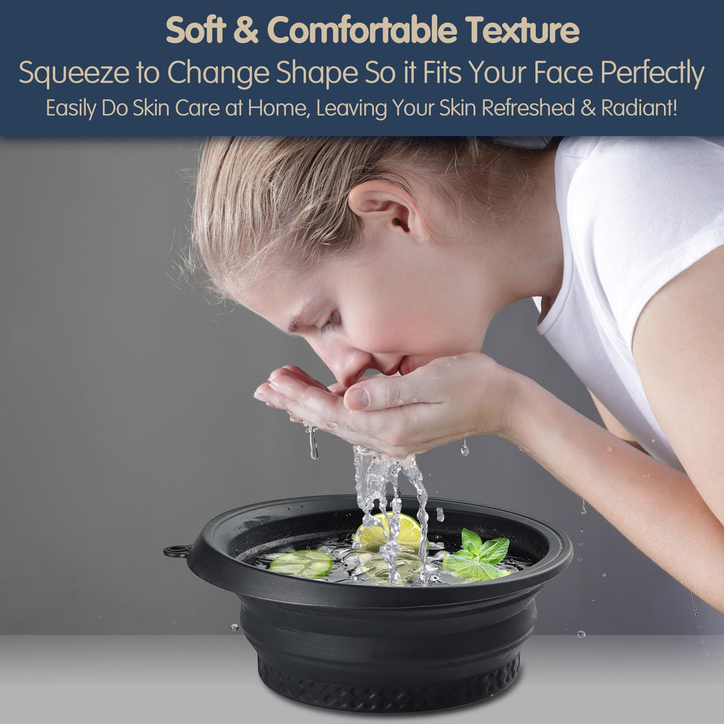 KOOK UDU Silicone Face Ice Bath Bowl with Built-In Icetray,Silicone and Foldable Face Tub,Ice Bath Water Chiller,Skin Tightening and Acne Relief for Home & Travel (Green)