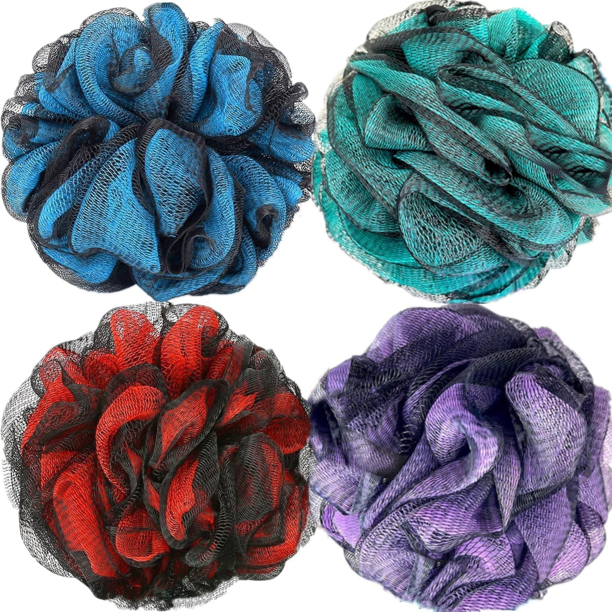 Fu Store Loofah Sponge Shower Loofahs 4 Colors Bath Sponges Body Scrubbers