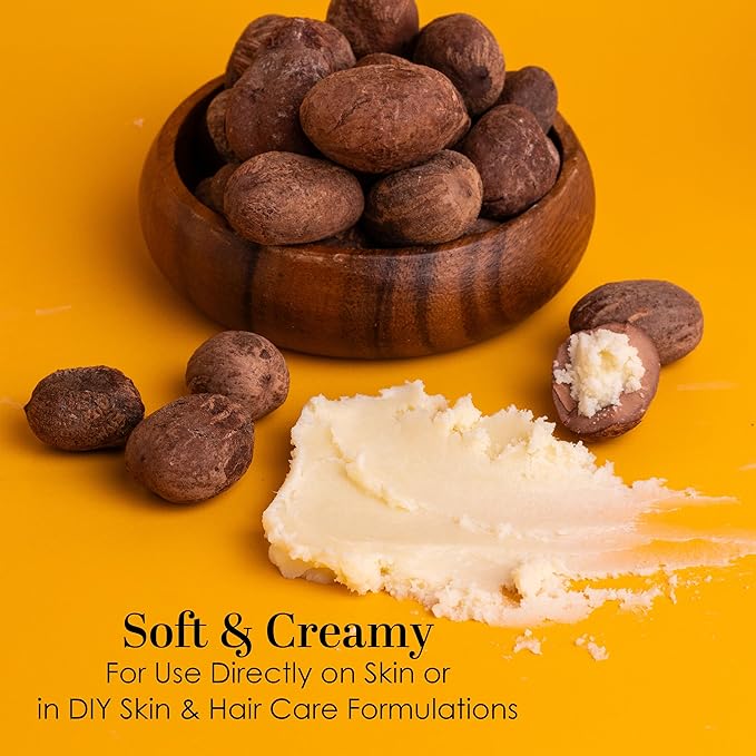 Raw Shea Butter – 100% Pure African Unrefined Shea Butter with Natural Smoky Scent | Moisturizer for Dry Skin & Hair, DIY Body Butter, Soap, Lip Balm – 8 oz Bar