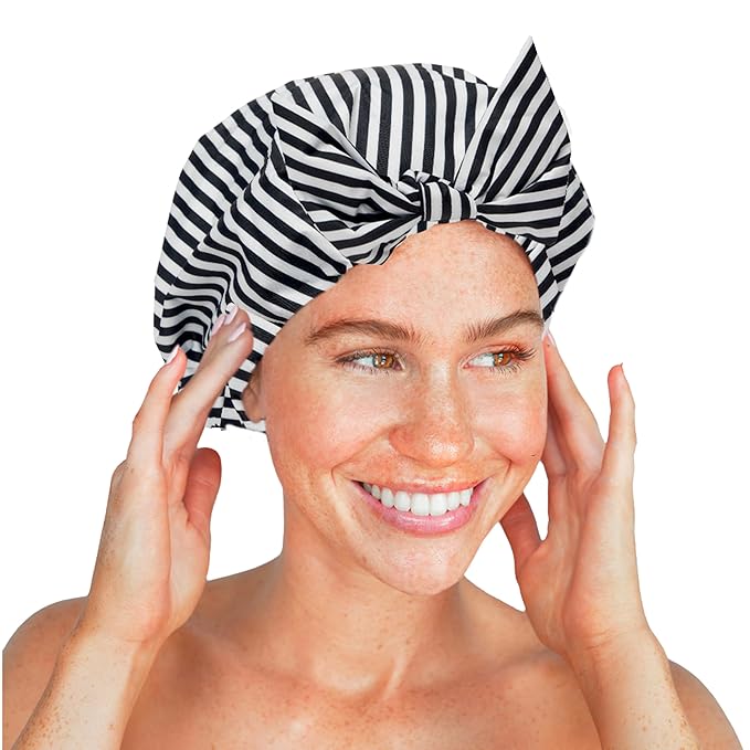 Kitsch Luxury Large Shower Cap for Women - Stripe