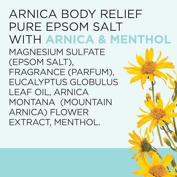 Dr Teal's Arnica Body Relief Epsom Salt Magnesium Soak with Menthol & Essential Oils, Muscle Recovery, 3 lbs