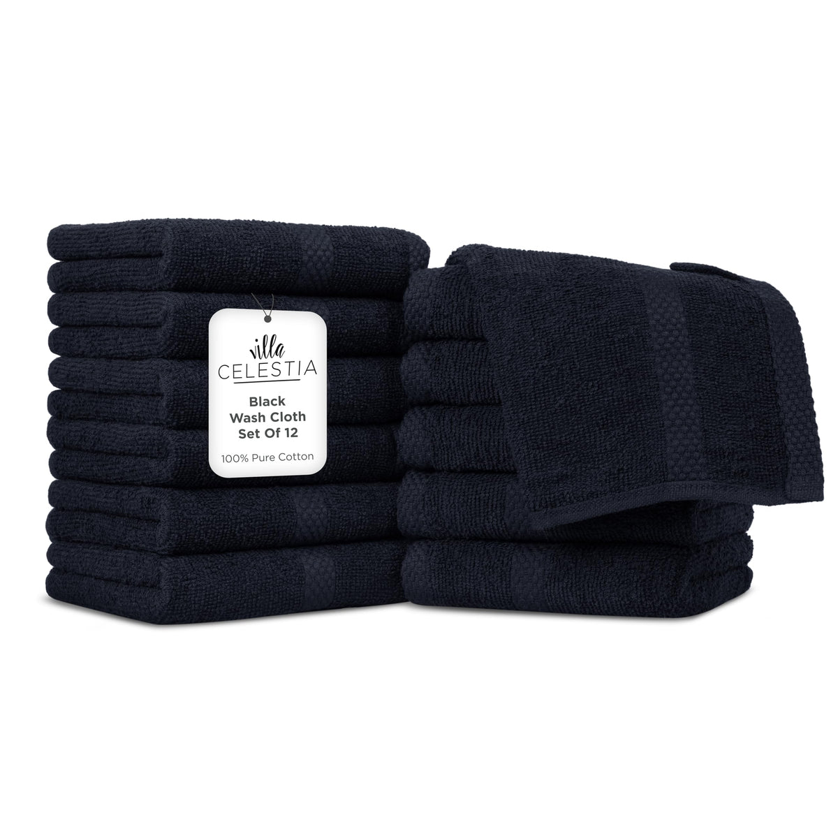 Villa Celestia Cotton Hand Towels Set of 4, 16 x 28, Oeko-TEX Certified, Quick Dry, Sage