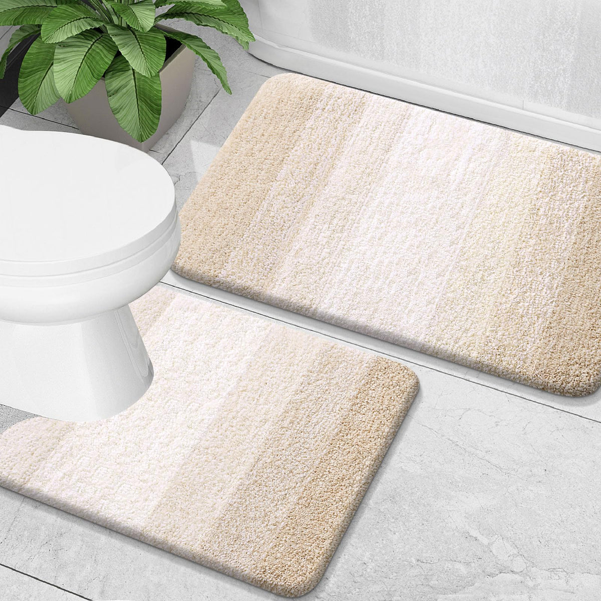 OLANLY Micorfiber Bathroom Rug Set 2 Piece, Soft Bath Mats, Light Purple
