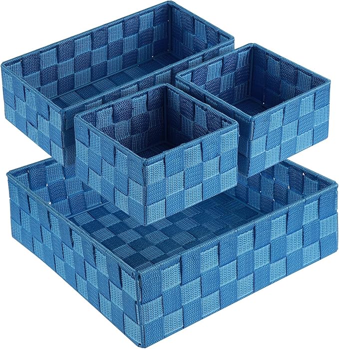 Posprica Woven Storage Baskets for Organizing, Small Baskets Cube Bin Container Tote Organizer Divider for Drawer, Closet, Shelf, Dresser